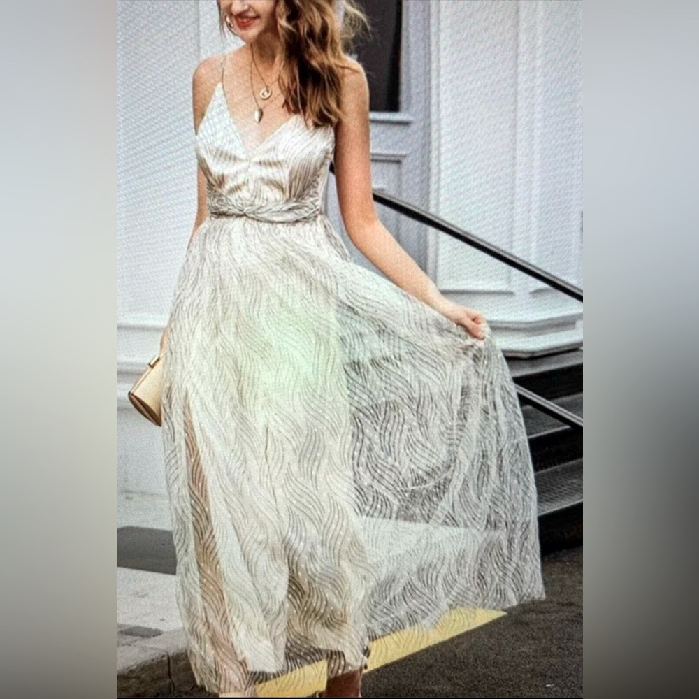 Simplee Festival Whisper Black White Tulle Maxi w Twist Bodice & Plunging Back